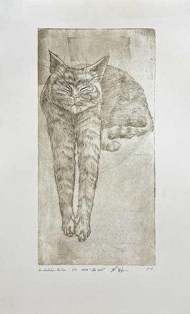 Print of Cats Printmaking by Tina Karakeshishyan