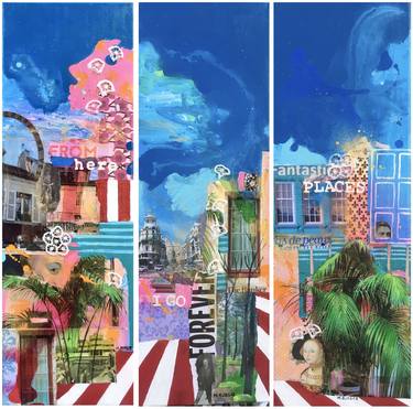 Original Pop Art Landscape Collage by María Burgaz