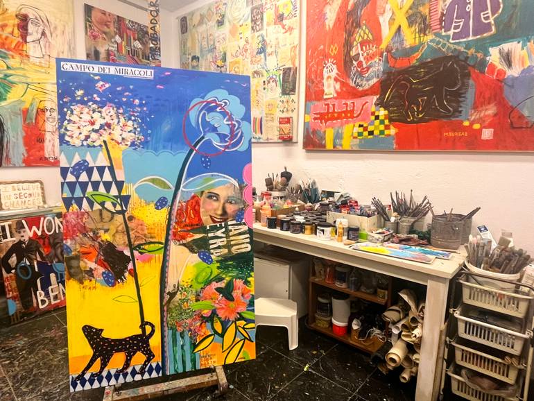 Original Pop Art Abstract Painting by Maria Burgaz