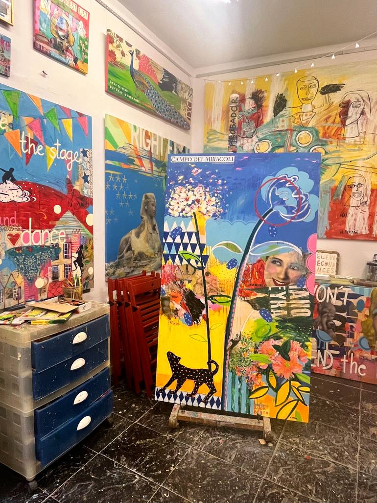 Original Pop Art Abstract Painting by Maria Burgaz