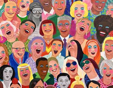 Original Pop Art People Painting by Maria Burgaz