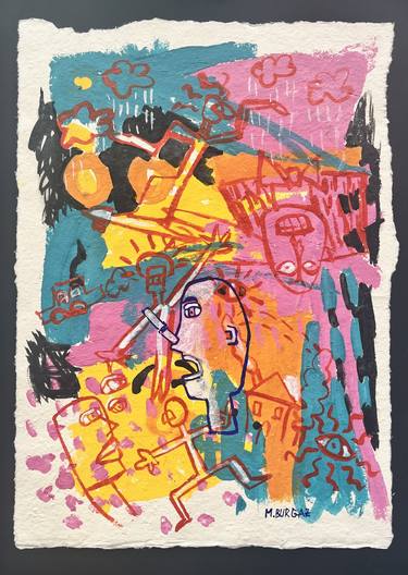 Original Pop Art Abstract Painting by Maria Burgaz