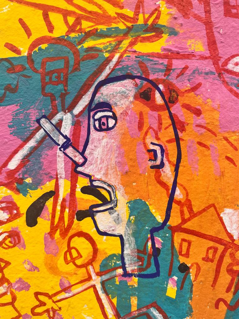 Original Pop Art Abstract Painting by Maria Burgaz