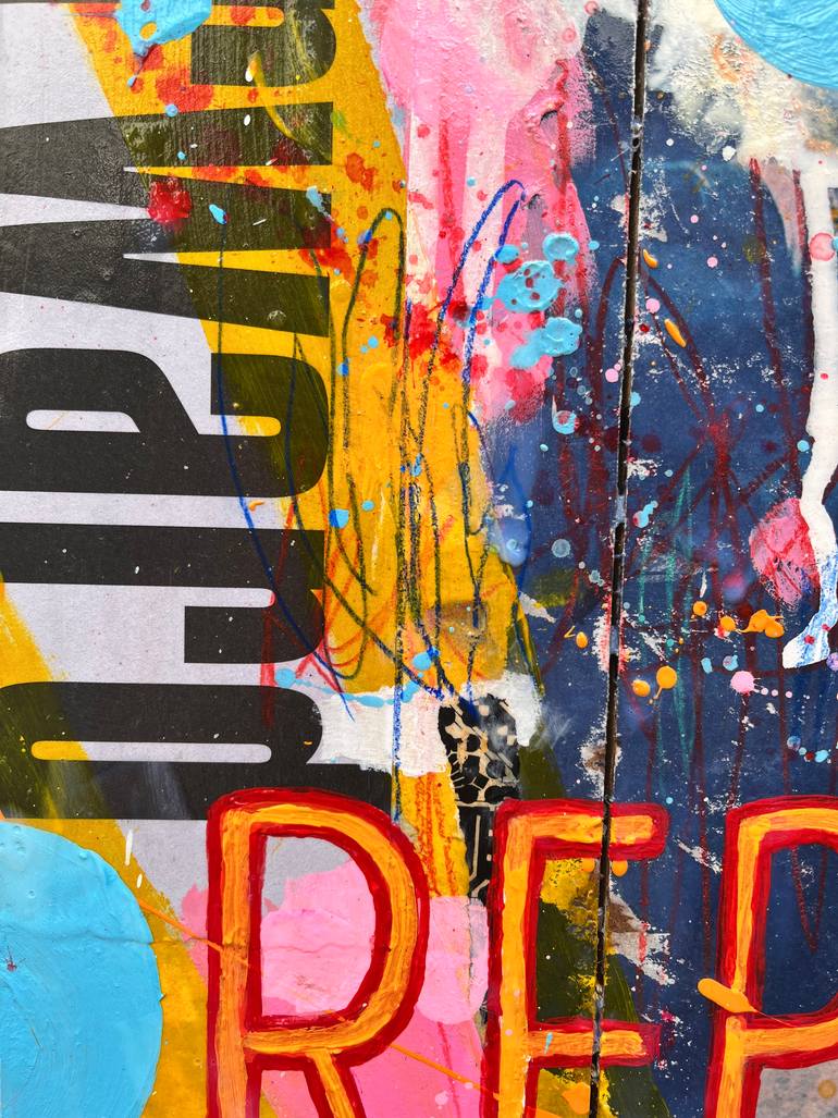 Original Pop Art Abstract Painting by Maria Burgaz