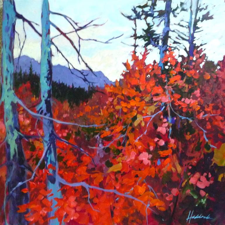 Coquihalla Crimson Painting by Perry Haddock Saatchi Art