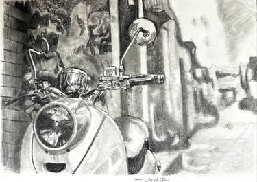 Original Art Deco Car Drawing by Sathya Sharma