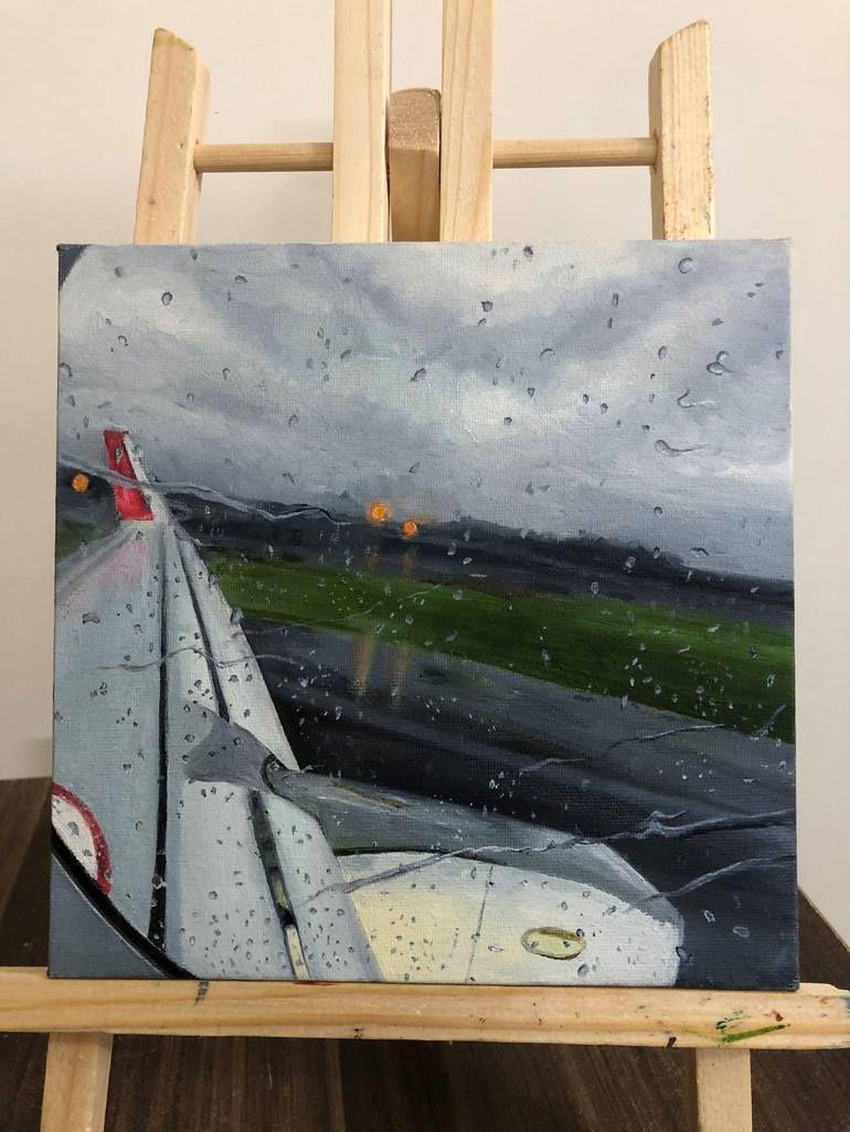 Original Realism Airplane Painting by Aqdus Aarba