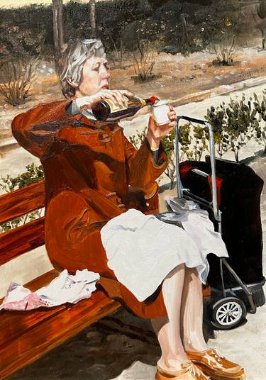 Original Documentary People Painting by Louise Rieger