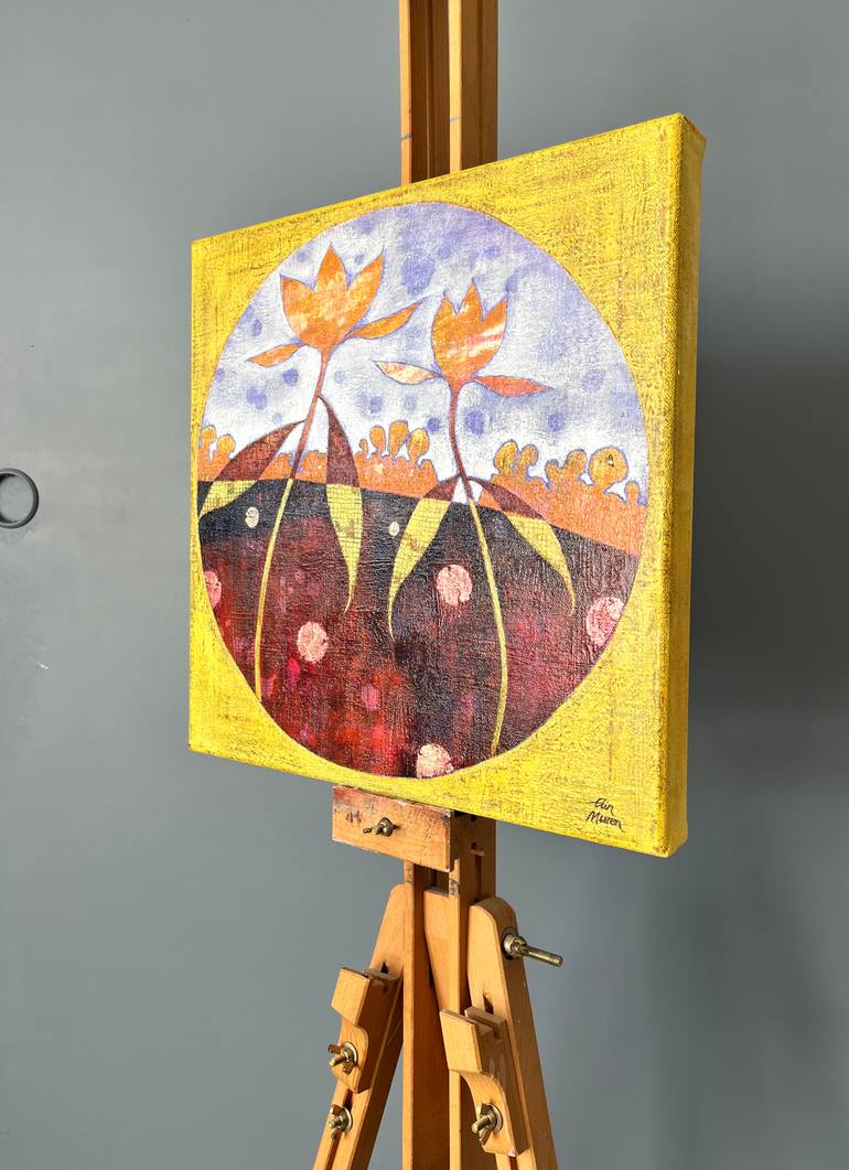 Original Symbolism Floral Painting by Elin Muren