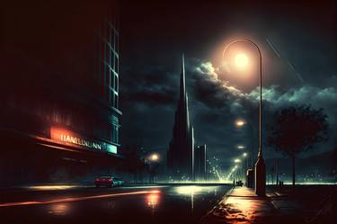 Futuristic Evening, Digital Modern, Night City. thumb