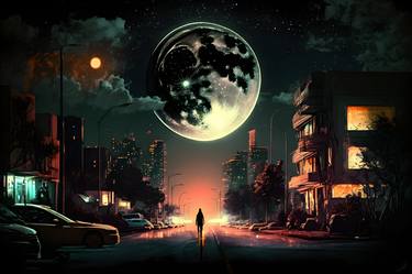 Double Moon, Night city, Digital Manipulation thumb