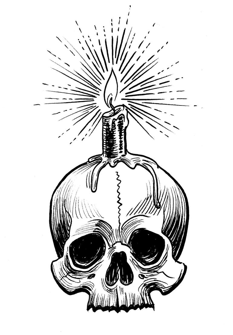 Skull and candle Drawing by Alexander Kuzyuberdin Saatchi Art