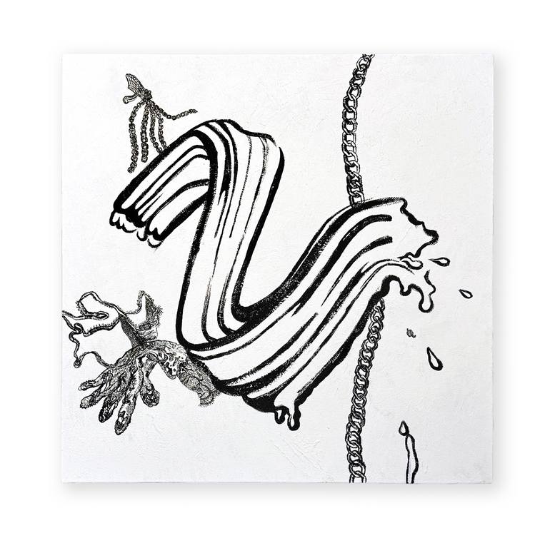 Original Black & White Abstract Painting by Ah Sasha