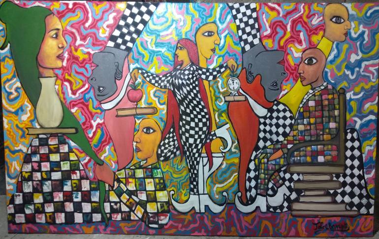 Original Art Nouveau Abstract Paintings by Talal Ben Najib