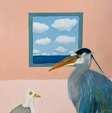 Original Surrealism Beach Painting by Julia Ambrose