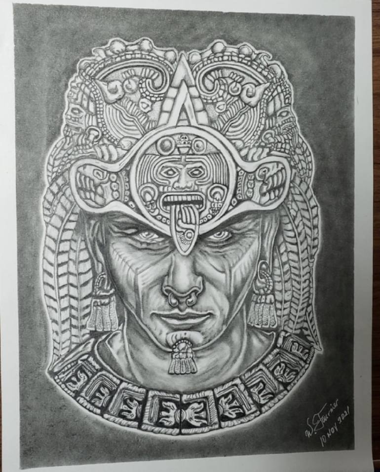 aztec warrior pencil drawings