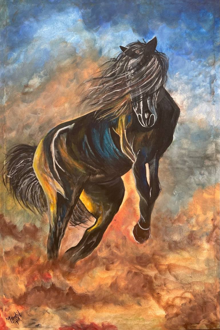 Running Horse Painting by Manahil Majid | Saatchi Art