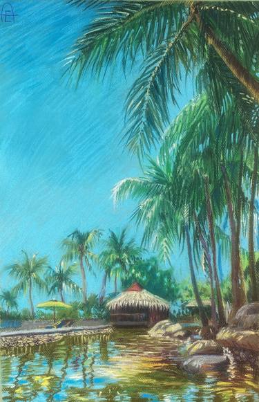 Original Expressionism Beach Drawings by Eugenie Eremeichuk