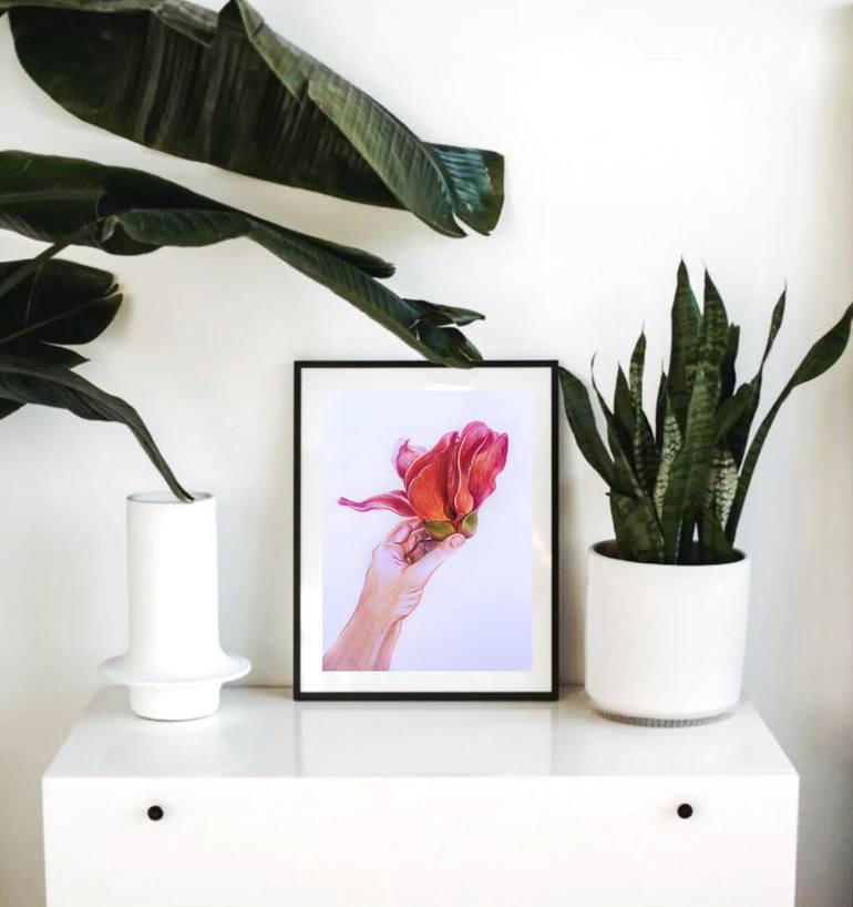 Original Color Field Painting Botanic Drawing by Eugenie Eremeichuk