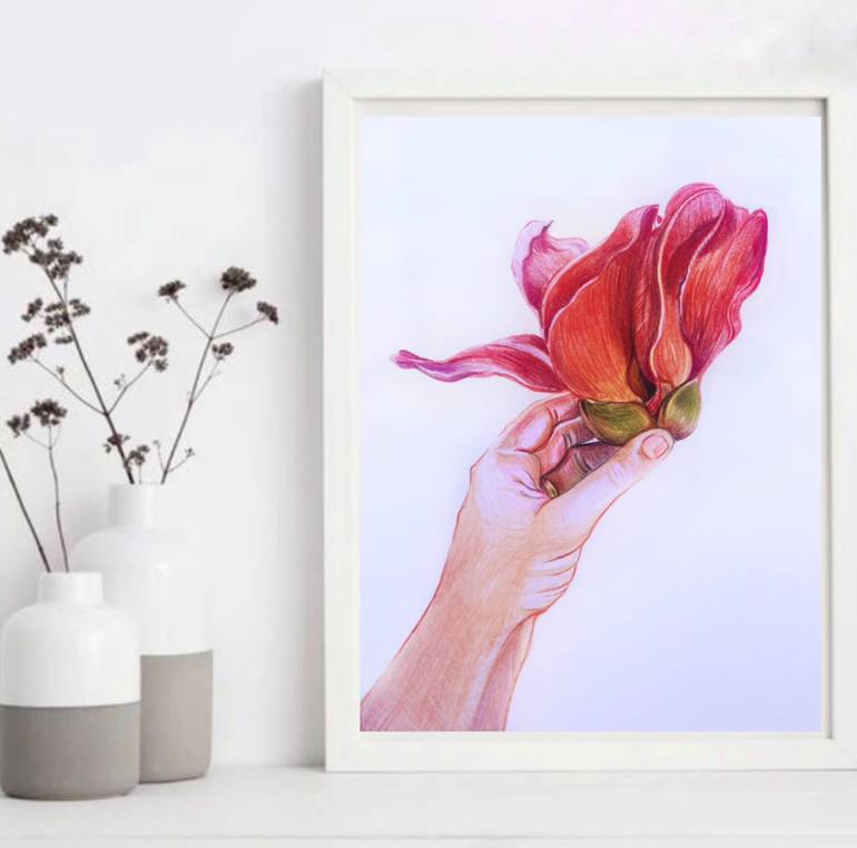 Original Color Field Painting Botanic Drawing by Eugenie Eremeichuk
