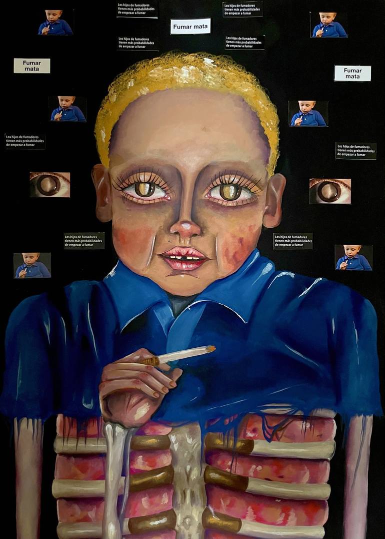 Original People Mixed Media by Margarita Gorcheva | Other Art on Other | The Children of Smokers Have More Probabilities to Start Smoking