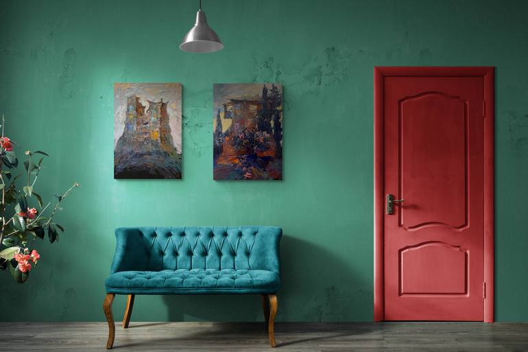 Original Art Deco Landscape Painting by Tatiana Ivolga