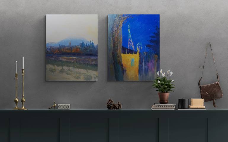 Original Art Deco Landscape Painting by Tatiana Ivolga