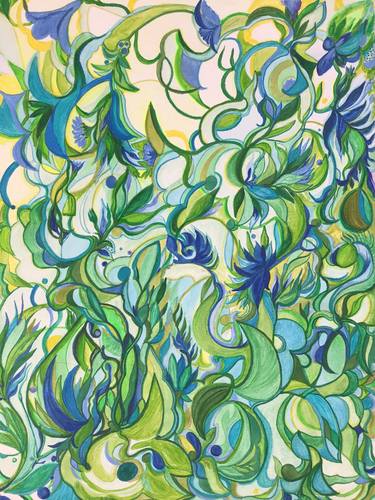 Print of Abstract Floral Paintings by Nat Bess