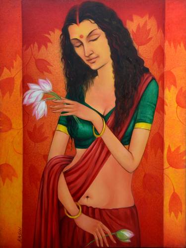 Original Fine Art Women Paintings by kashinath bose