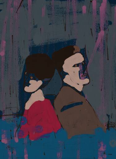 Original Abstract People Printmaking by Nikhil Jha