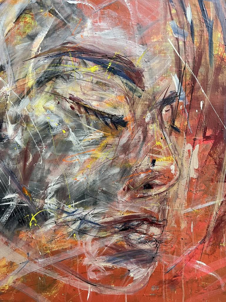 Original Abstract Expressionism Portrait Mixed Media by Mike Taiyou