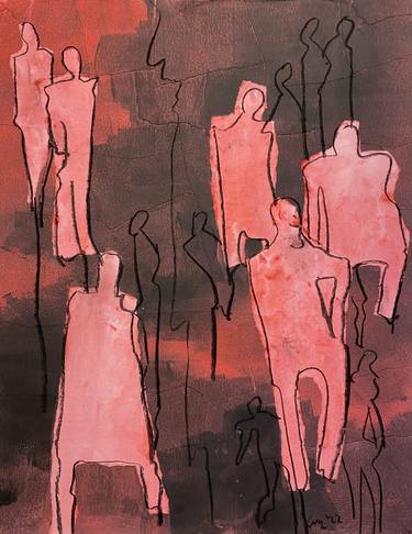 Print of Abstract People Mixed Media by Kurt Zeltner