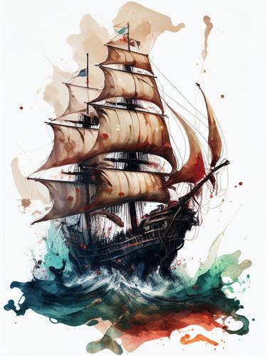 Print of Fine Art Ship Digital by BERKANT INDIR