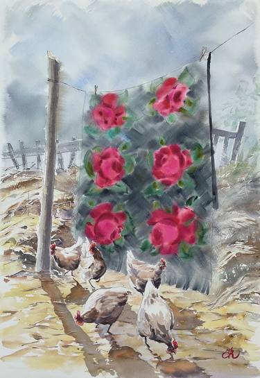 Print of Rural life Paintings by Rada Cebotari