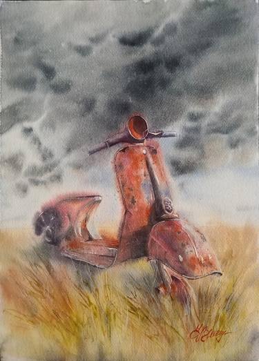 Original Fine Art Bike Paintings by Rada Cebotari