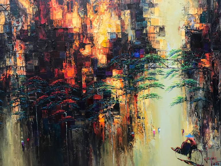 Original Abstract Expressionism Abstract Painting by Quan Ngoc Le  Artist