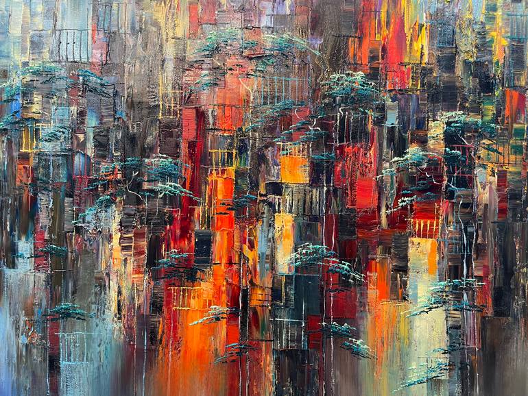 Original Abstract Expressionism Abstract Painting by Quan Ngoc Le  Artist