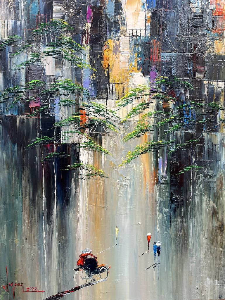 Original Abstract Landscape Painting by Quan Ngoc Le  Artist