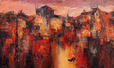 Original Abstract Expressionism Architecture Paintings by Quan Ngoc Le Artist