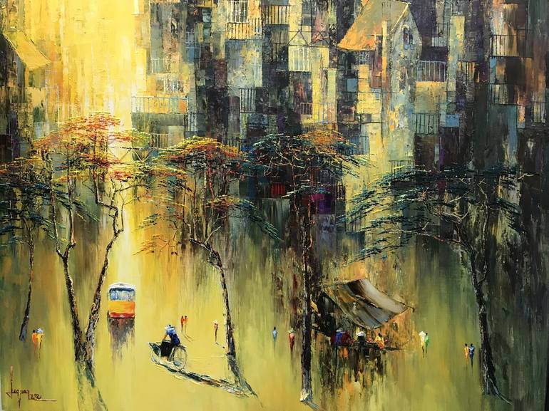 Original Abstract Expressionism Landscape Painting by Quan Ngoc Le  Artist