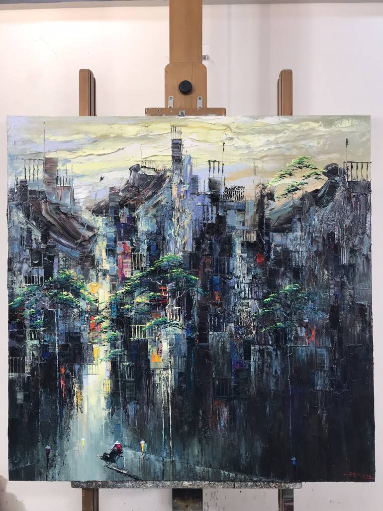 Original Abstract Landscape Painting by Quan Ngoc Le  Artist