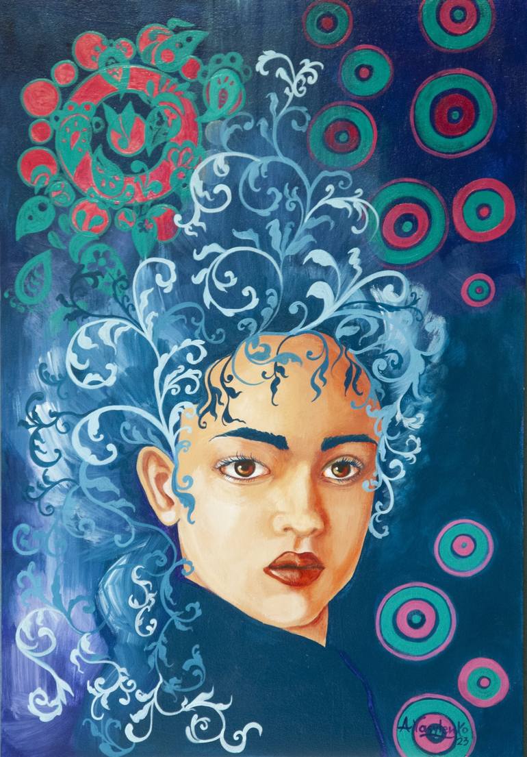 Peinado Azul Painting By Ana Vasylenko 