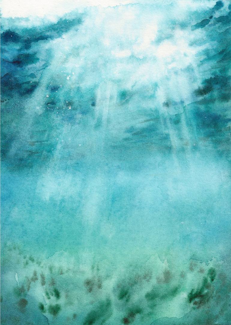 Deep Ocean Watercolor Painting by Claudia Volonté | Saatchi Art
