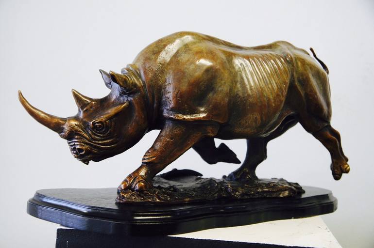 Rhino (black-gold) Sculpture. Limited Edition