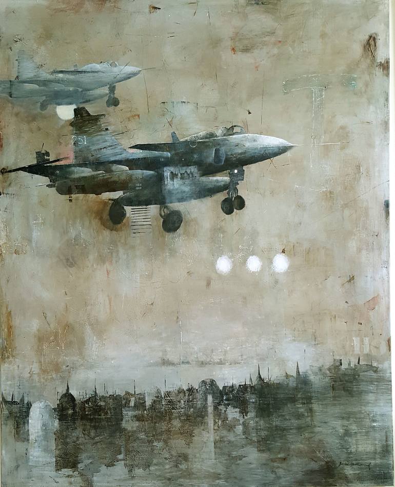 Original Airplane Painting by Bodil Hedlund