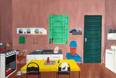 Original Figurative Kitchen Paintings by Natália Moreira