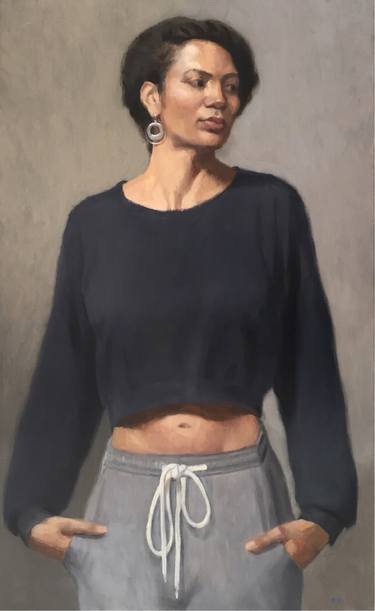 Portrait of a Woman in a Blue Sweatshirt thumb