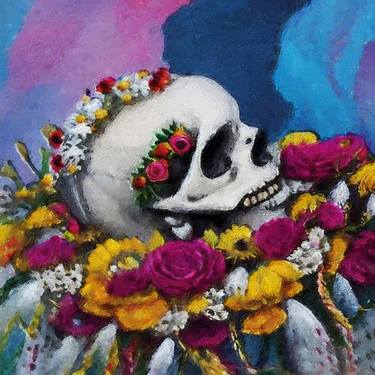 Skull in flowers thumb