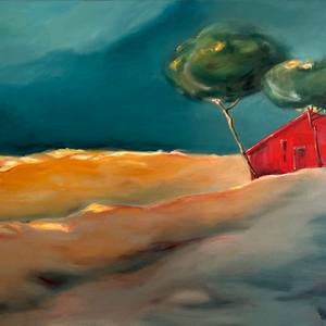 Landscape with a red house