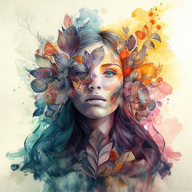 Print of Illustration Women Mixed Media by Chromatic Fusion Studio